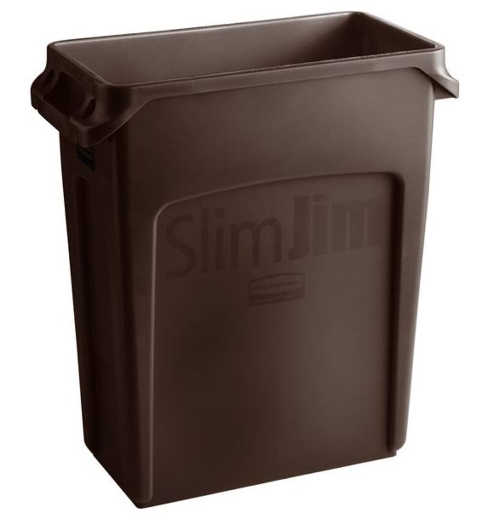 Vented Slim Jim 16 Gallon Brown High-Quality Resin Container 1956181