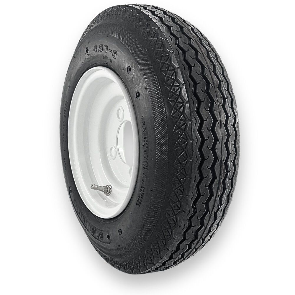 Tire 4.80-8 4P TL & MTD 8 x 3.75 4 on 4 STAMPED 598904