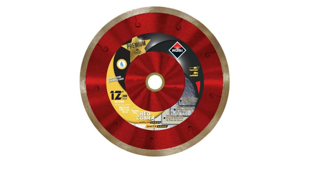 12in Red Cobra Diamond Blade, Wet, 1in Arbor 30999