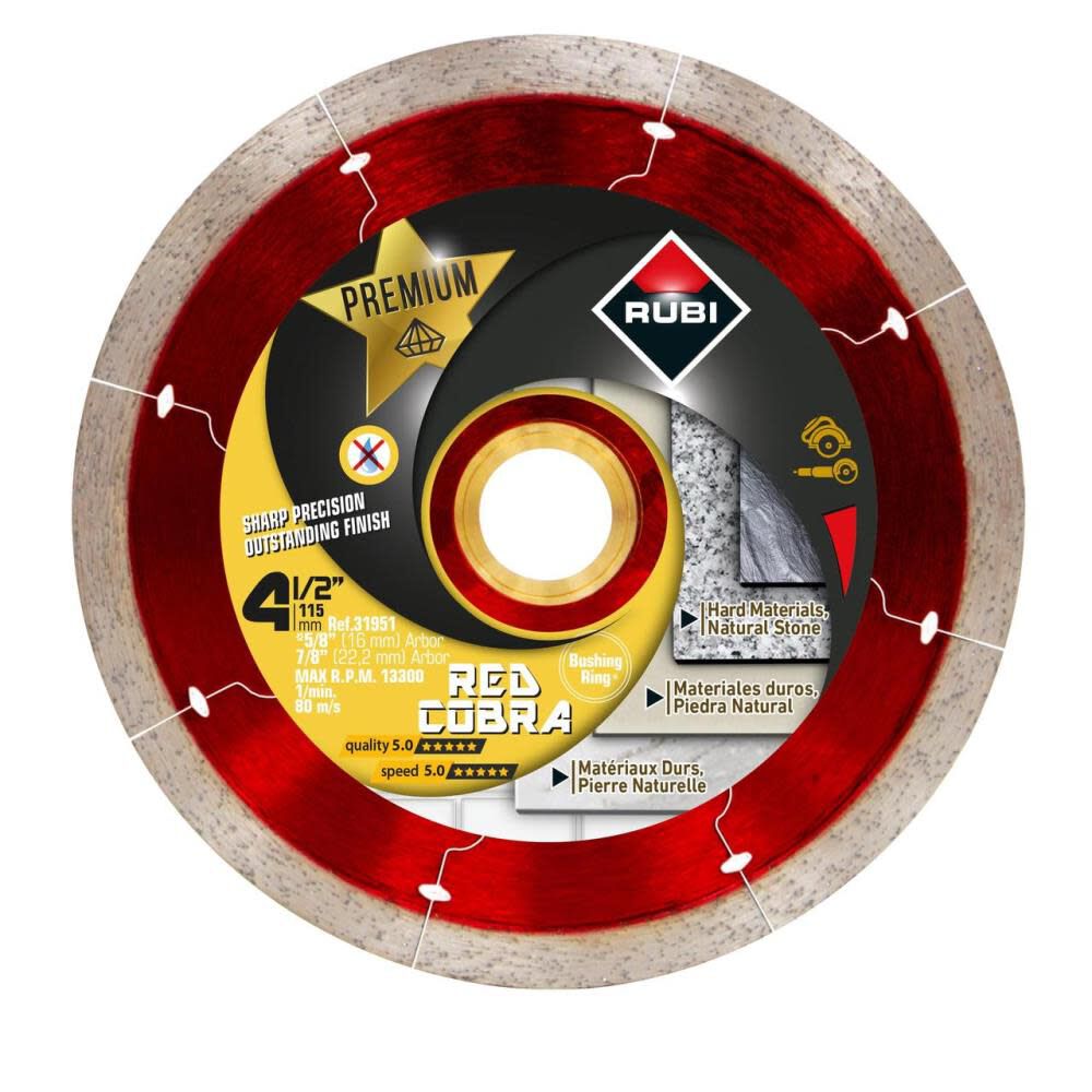 Premium Venom Dry 4-1/2 In. Diamond Blade (7/8in and 5/8in Arbor) 31951