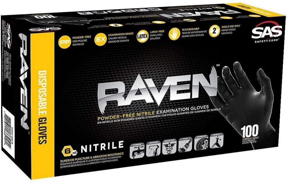 Raven Nitrile Gloves Disposable Powder-Free 100 pc - 2XL - 66520 66520