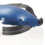 Dual Crown Safety Face Shield with Ratchet Headgear Clear Tint Uncoated Blue Crown S38140