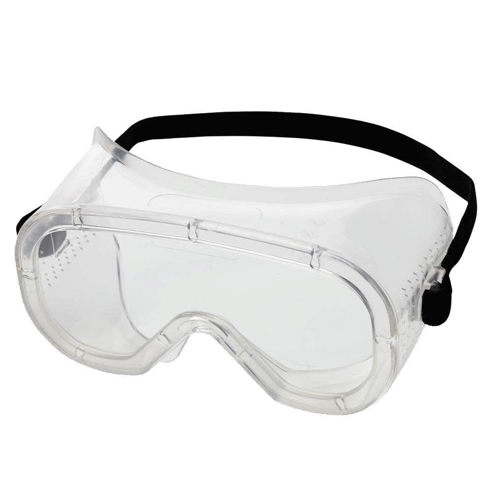 Flexible Soft Padded Protective Safety Goggle Direct Vent Anti-Fog Coated Polycarbonate Lens Adjustable FR Strap Clear PVC Body Clear Tint S81010