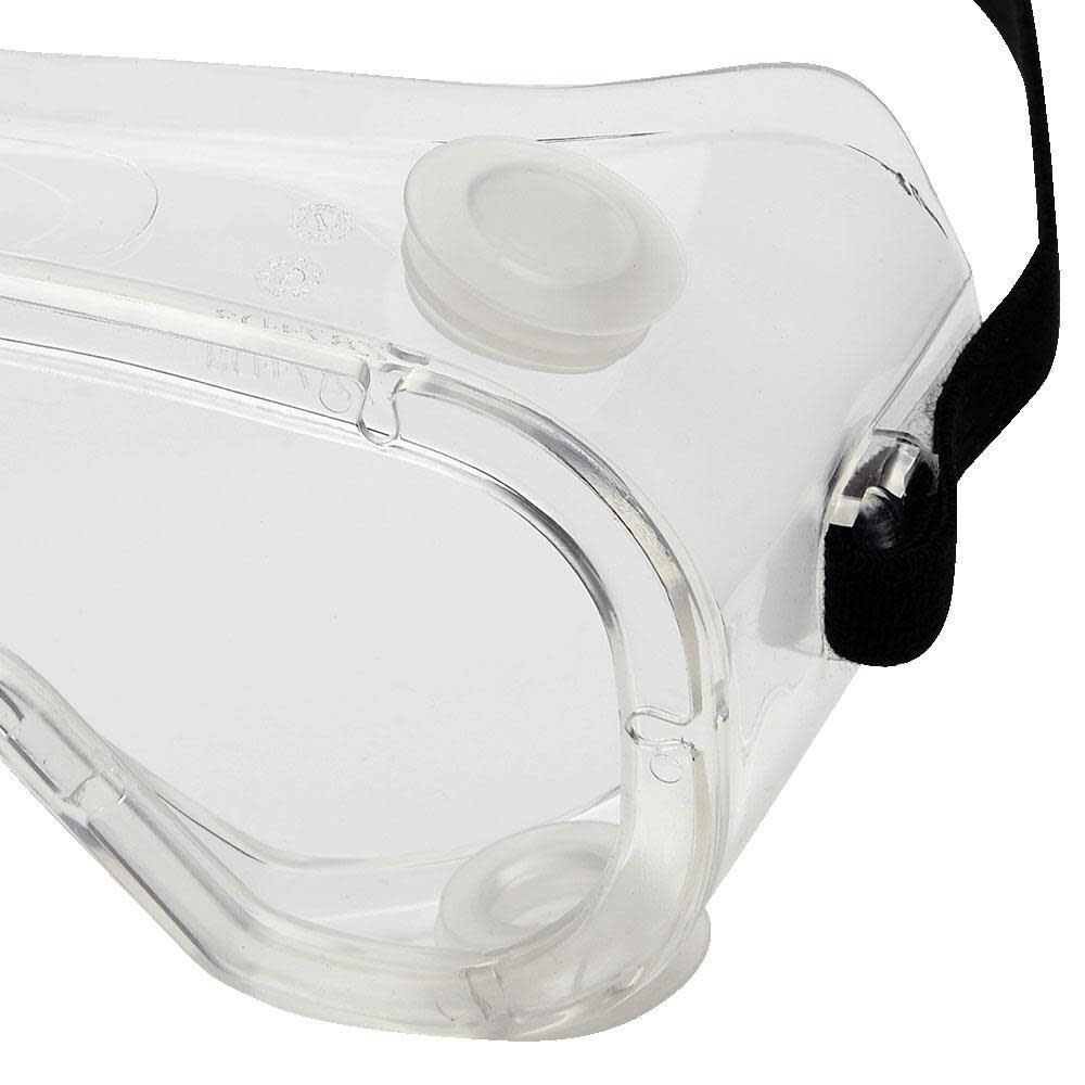 Flexible Soft Padded Protective Safety Goggle Indirect Vent Anti-Fog Coated Polycarbonate Lens Adjustable FR Strap Clear PVC Body Clear Tint S81210