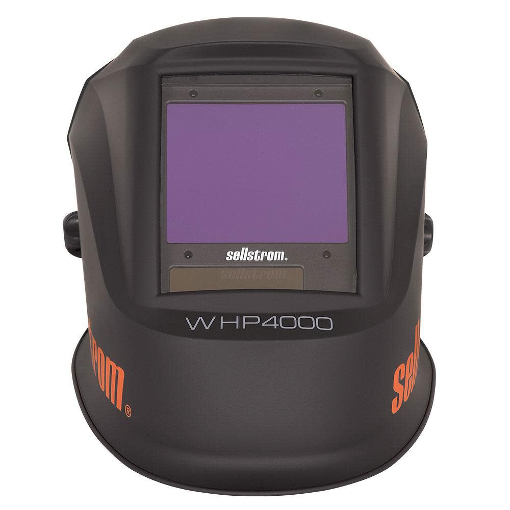 Lightweight Ergonomic Design Blue Lens Technology Premium Series Welding Helmet with Digital ADF 4.5 In. x 5.2 In. Fixed Front Shade 4-13 Super Tuff Nylon Black/Orange S26400