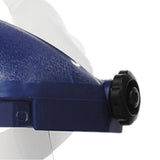 Single Crown Safety Face Shield with Pin-Lock Headgear Polycarbonate Window Clear Tint Uncoated Blue Crown S39010