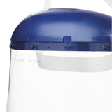 Single Crown Safety Face Shield with Pin-Lock Headgear Polycarbonate Window Clear Tint Uncoated Blue Crown S39010