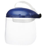 Single Crown Safety Face Shield with Pin-Lock Headgear Polycarbonate Window Clear Tint Uncoated Blue Crown S39010