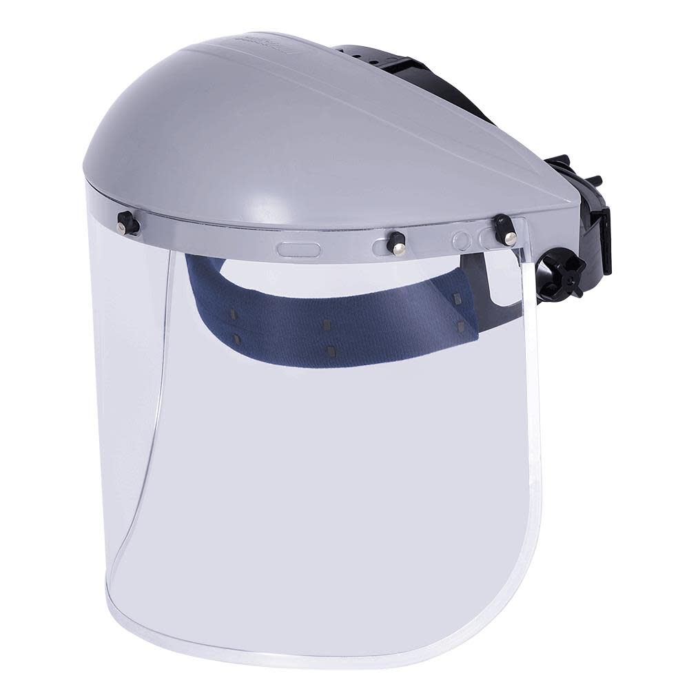 Single Crown Safety Face Shield with Ratchet Headgear Uncoated Aluminum Bound Window Clear Tint Gray Crown S30110