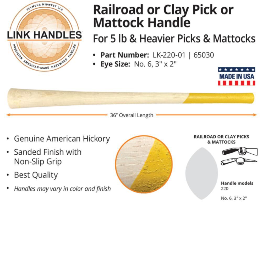 Hickory Link Handle 36in for 5 lb. Heavier Picks and Mattocks 65030