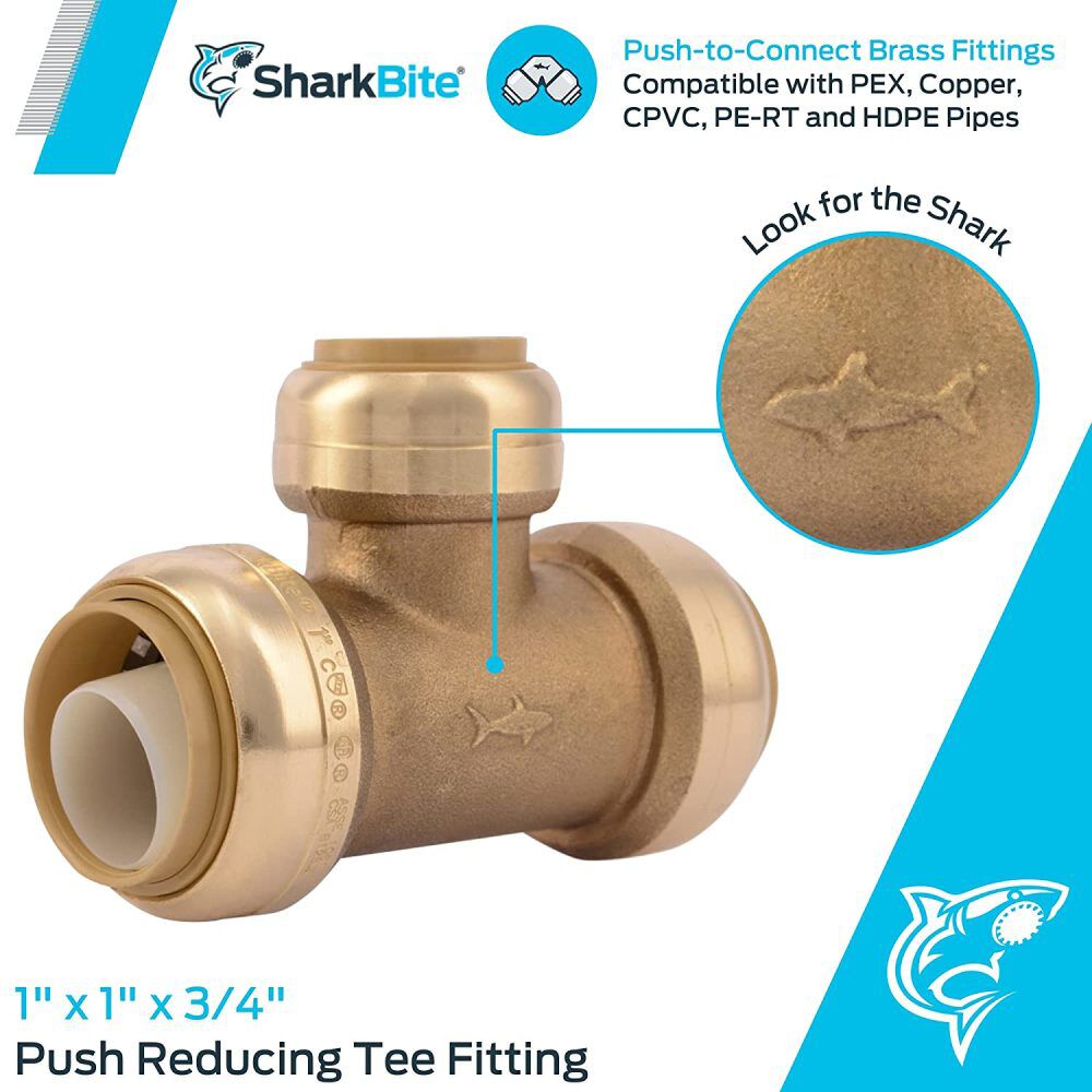 1 x 1 x 3/4in Push to Connect Brass Reducing Tee U416LFA