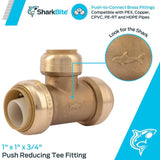 1 x 1 x 3/4in Push to Connect Brass Reducing Tee U416LFA