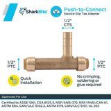 1/2 PTC x 1/2 PTC x 1/2in CTS ServiceSlip Tee Adapter U4482LFA