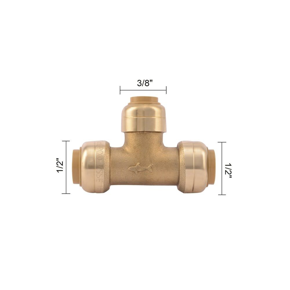 1/2 x 1/2 x 3/8in Push to Connect Brass Reducing Tee U363LFA