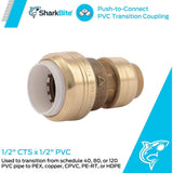 1/2in CTS x 1/2in PVC Brass Transition Coupling UIP4008A