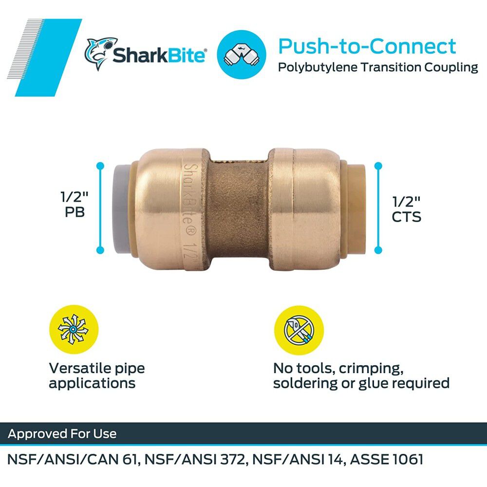 1/2in PB x 1/2in CTS Transition Coupling U4008LFA