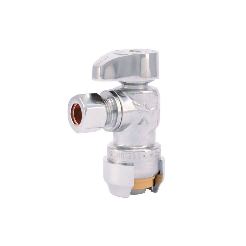 1/2in T x 3/8in S Push to Connect Angle Stop Valve 23036LFA4