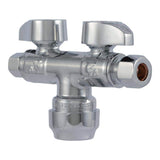 1/2in T x 3/8in S x 1/4in Dual Shut Off Valve SBDS123814