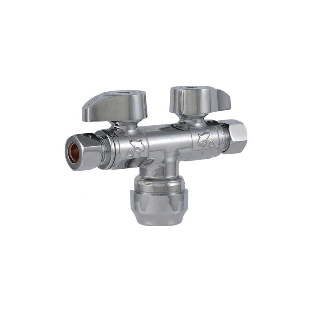 1/2in T x 3/8in S x 3/8in Dual Shut Off Valve SBDS123838