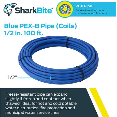 1/2in x 100' Blue Polyethylene PEX Coil Tubing U860B100