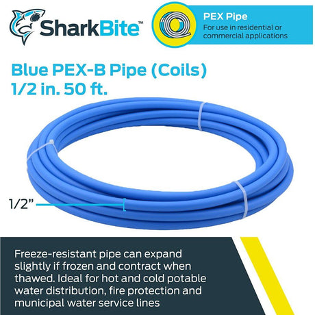 1/2in x 50' Blue Polyethylene PEX Coil Tubing U860B50