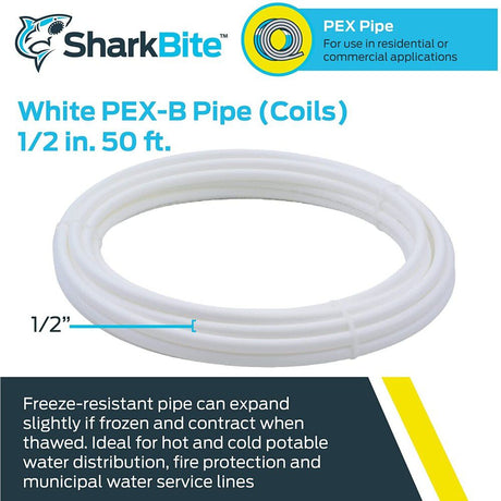 1/2in x 50' White Polyethylene PEX Coil Tubing U860W50