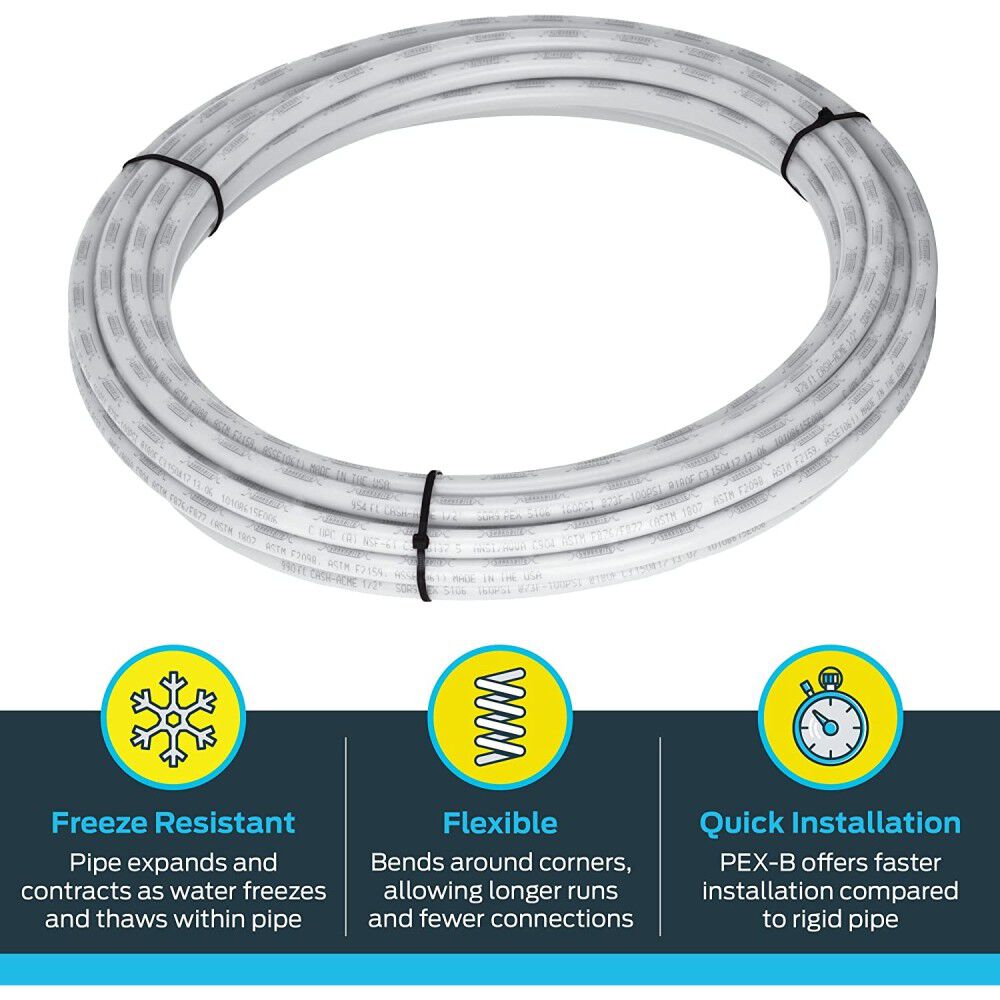 1/2in x 50' White Polyethylene PEX Coil Tubing U860W50