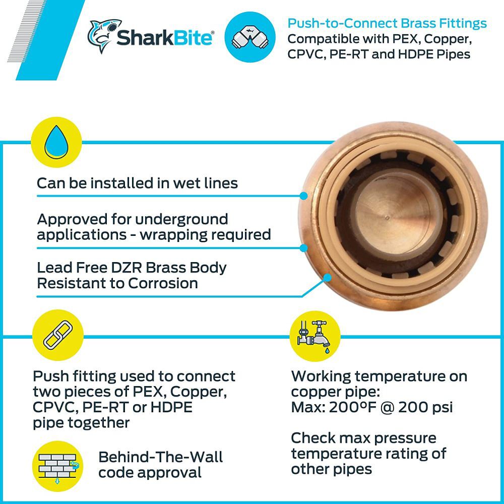 1in Push to Connect Brass End Cap U520LFA