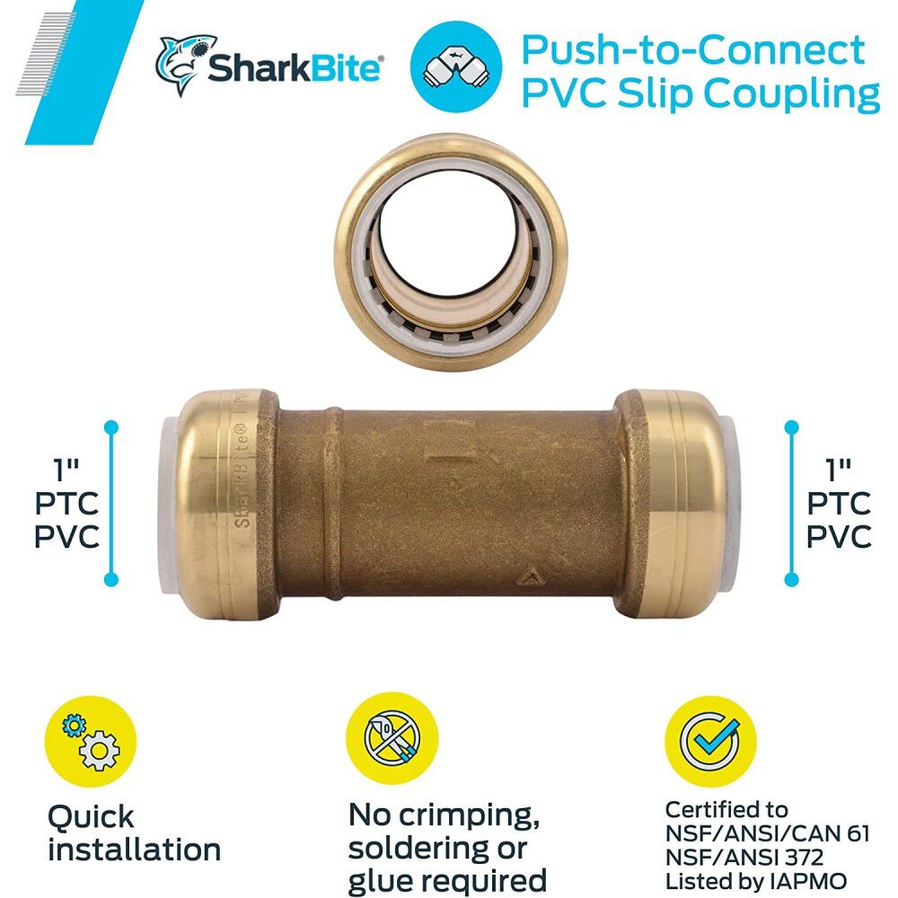 1in PVC x 1in PVC Brass Slip Coupling UIP3020A