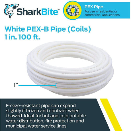 1in x 100' White Polyethylene PEX Coil Tubing U880W100