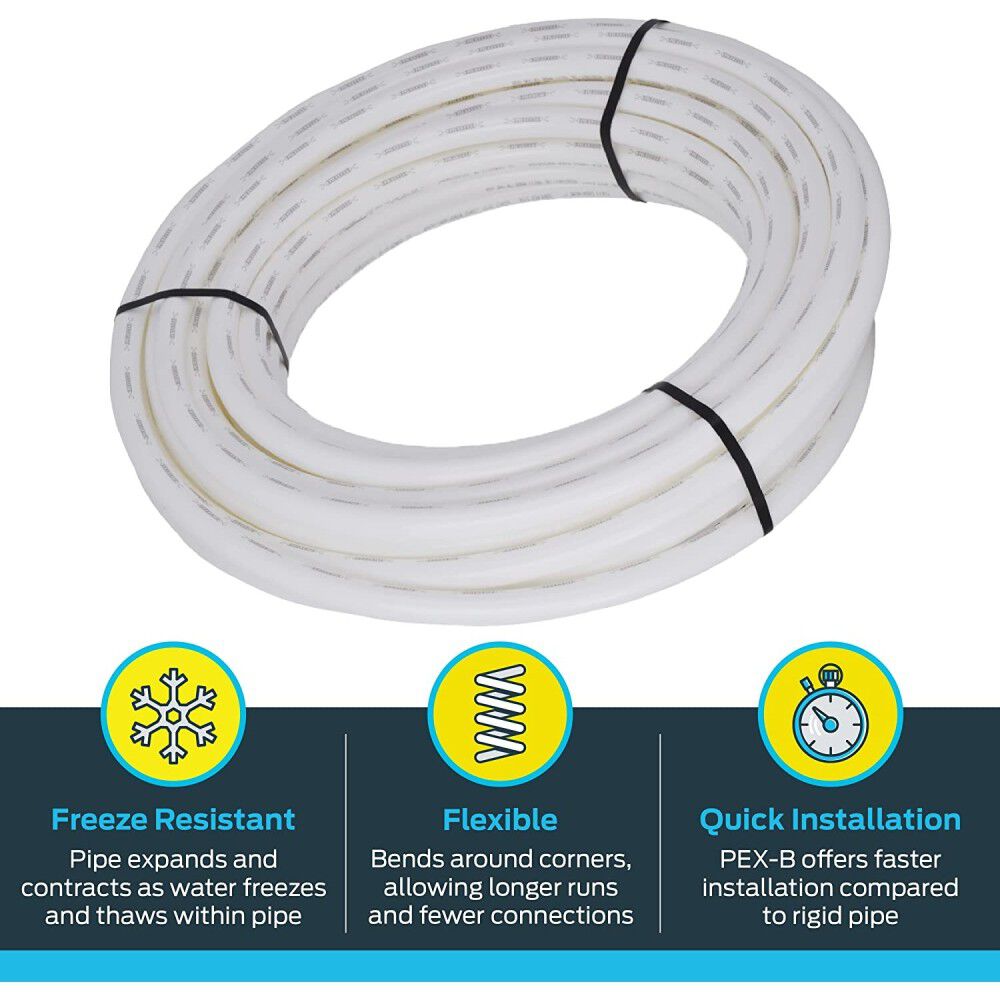 1in x 100' White Polyethylene PEX Coil Tubing U880W100