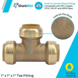 1in x 1in x 1in Push to Connect Brass Tee U374LFA