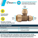 3/4 x 1/2 x 1/2in Push to Connect Brass Reducing Tee U454LFA