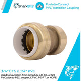 3/4in CTS x 3/4in PVC Brass Transition Coupling UIP4016A