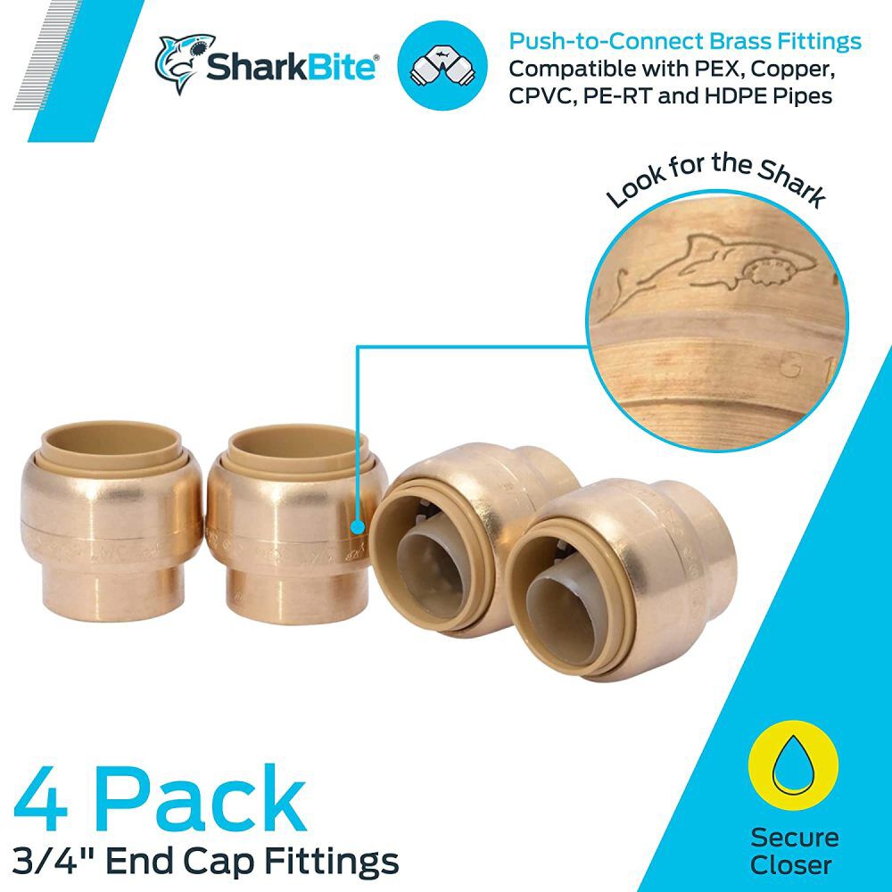 3/4in Push to Connect Brass End Cap U518LFA4