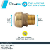 3/4in PVC x 3/4in MNPT Brass PVC Male Adapter UIP134A