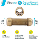 3/4in PVC x 3/4in PVC Brass Slip Coupling UIP3016A