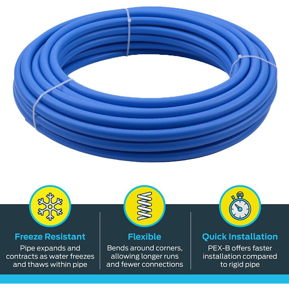 3/4in x 100' Blue Polyethylene PEX Coil Tubing U870B100