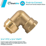 3/4in x 3/4in FNPT Brass 90 Deg Elbow U314LFA