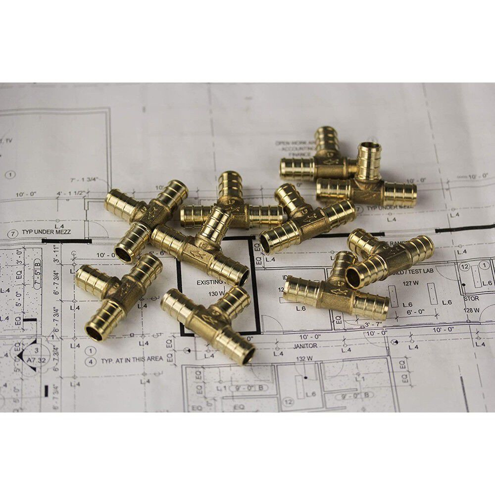 3/4in x 3/4in x 3/4in PEX Brass Crimp Tee UC370LFCP25