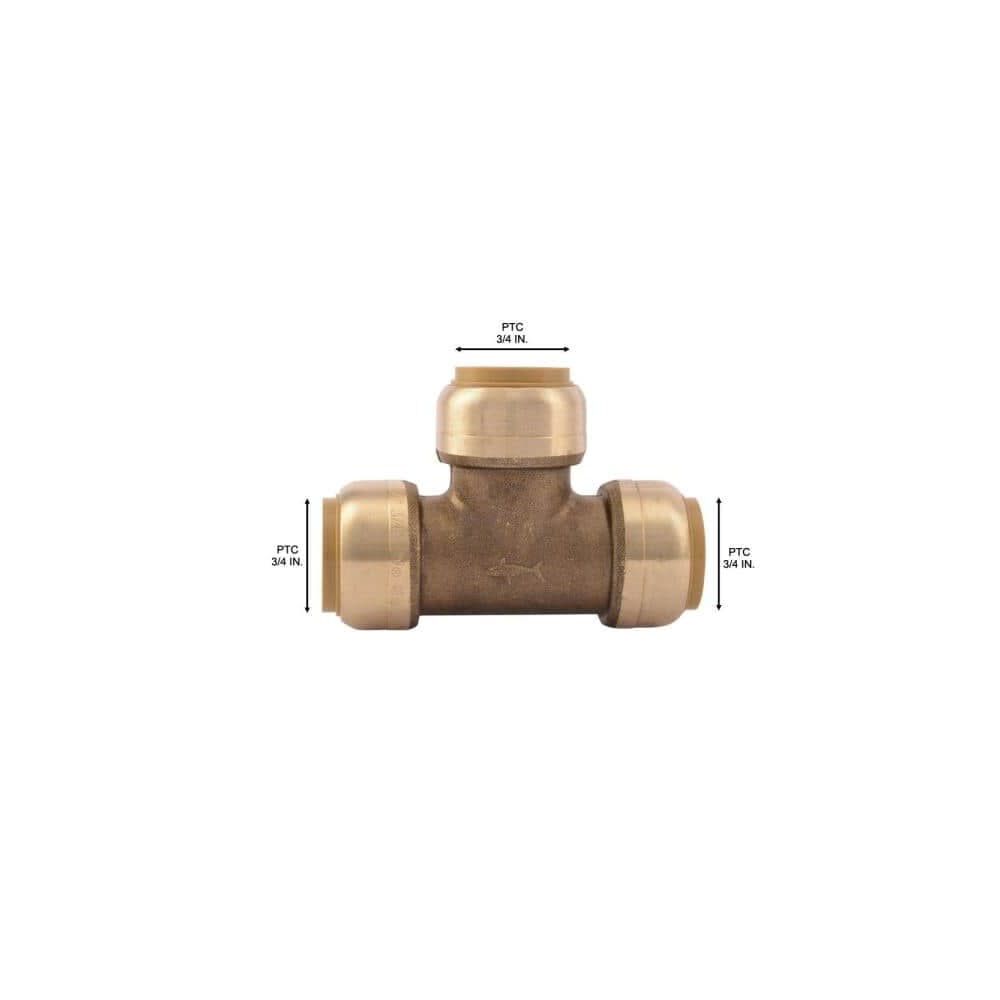 3/4in x 3/4in x 3/4in Push to Connect Brass Tee U370LFA