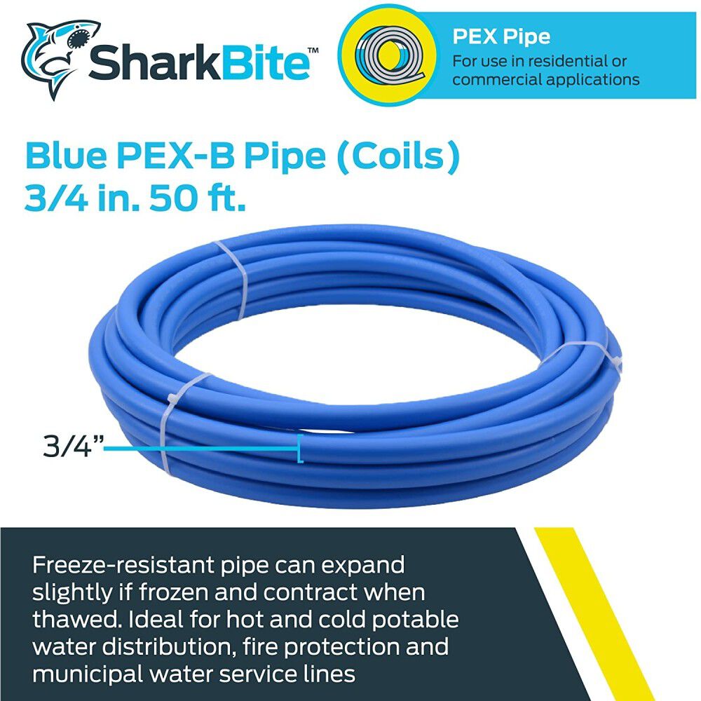 3/4in x 50' Blue Polyethylene PEX Coil Tubing U870B50