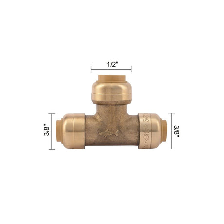 3/8 x 3/8 x 1/2in Push to Connect Brass Reducing Tee U364LFA