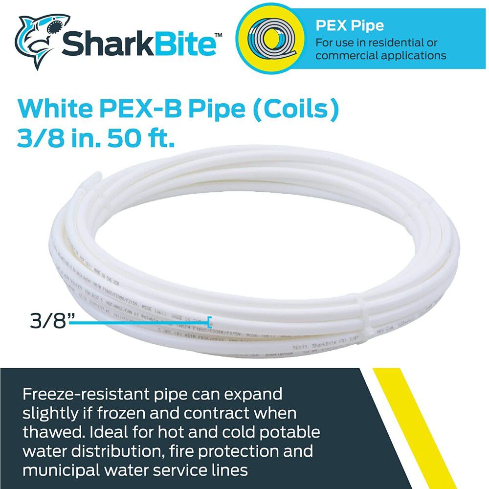 3/8in x 50' White Polyethylene PEX Coil Tubing U855W50