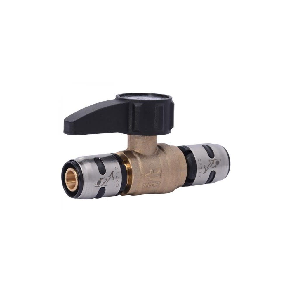 EvoPEX 1/2in Push T x 1/2in D Push Brass Ball Valve K22222