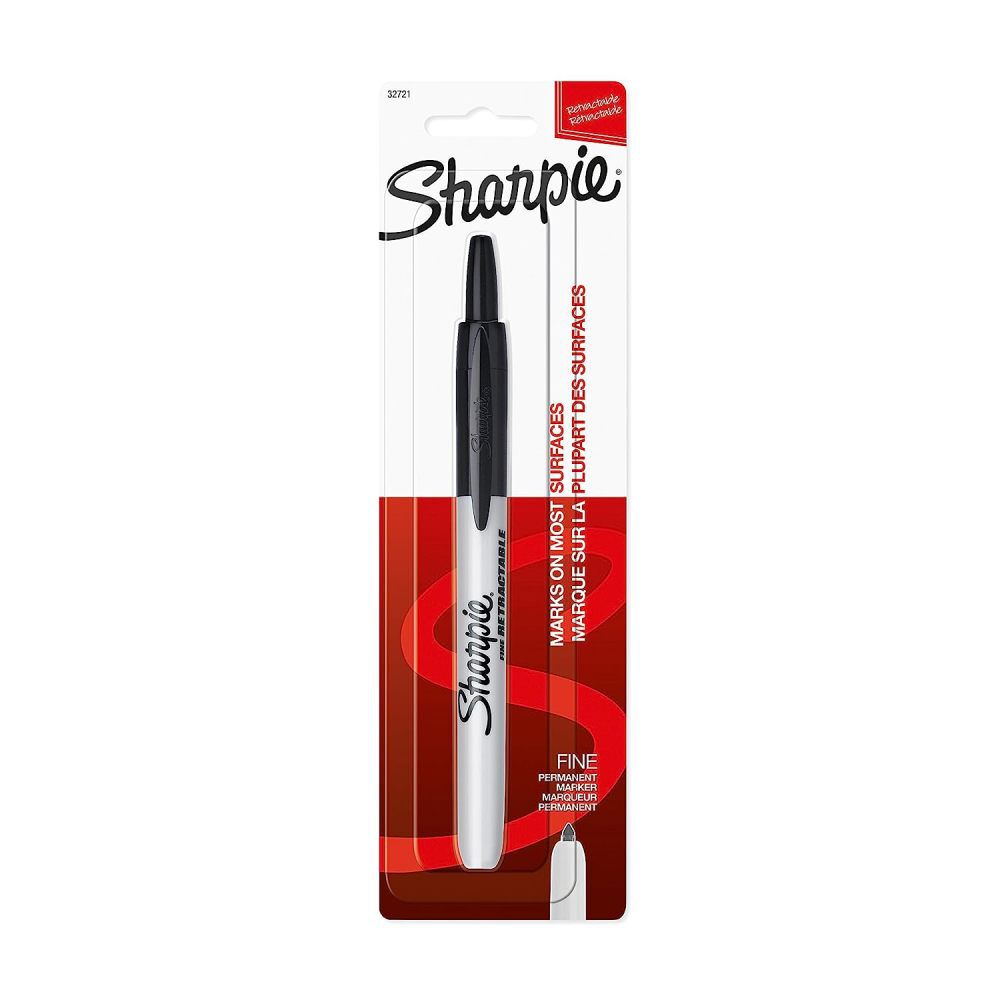 Black Plastic Barrel Fine Point Retractable Permanent Marker 32721PP