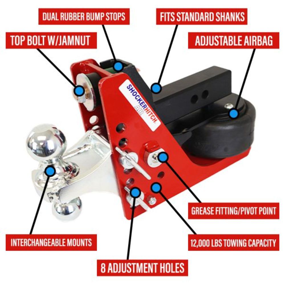 12K 2.5 Inch Air Receiver Hitch & Raised Sway Bar Tab Ball Mount 2 Inch Hitch Balls SH-610-250-2SC