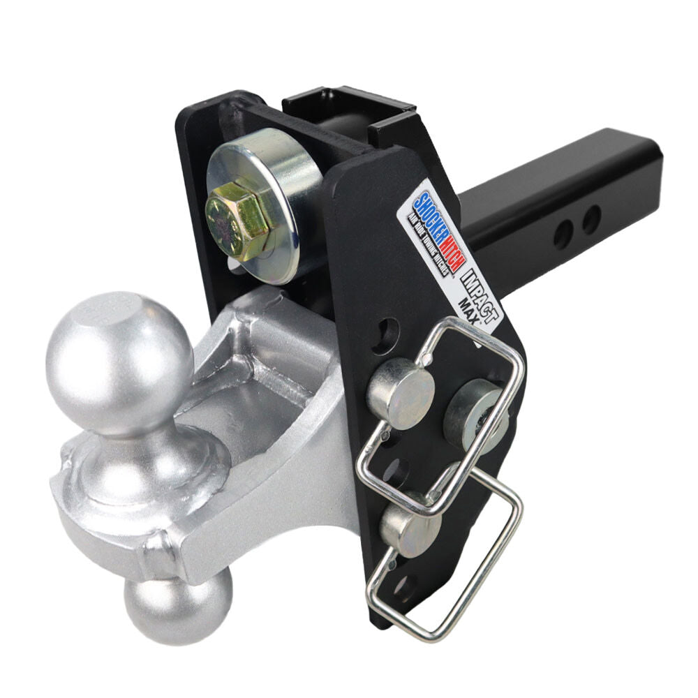 20K Impact Max 2 Inch Cushion Hitch & Silver Combo Ball Mount with 2 Inch & 2-5/16 Inch Hitch Balls SH-C100-340