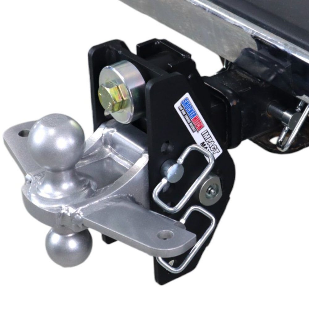 20K Impact Max 2 Inch Cushion Hitch & Silver Combo Sway Bar Tab Ball Mount 2 Inch & 2-5/16 Inch Hitch Balls SH-C100-340SC