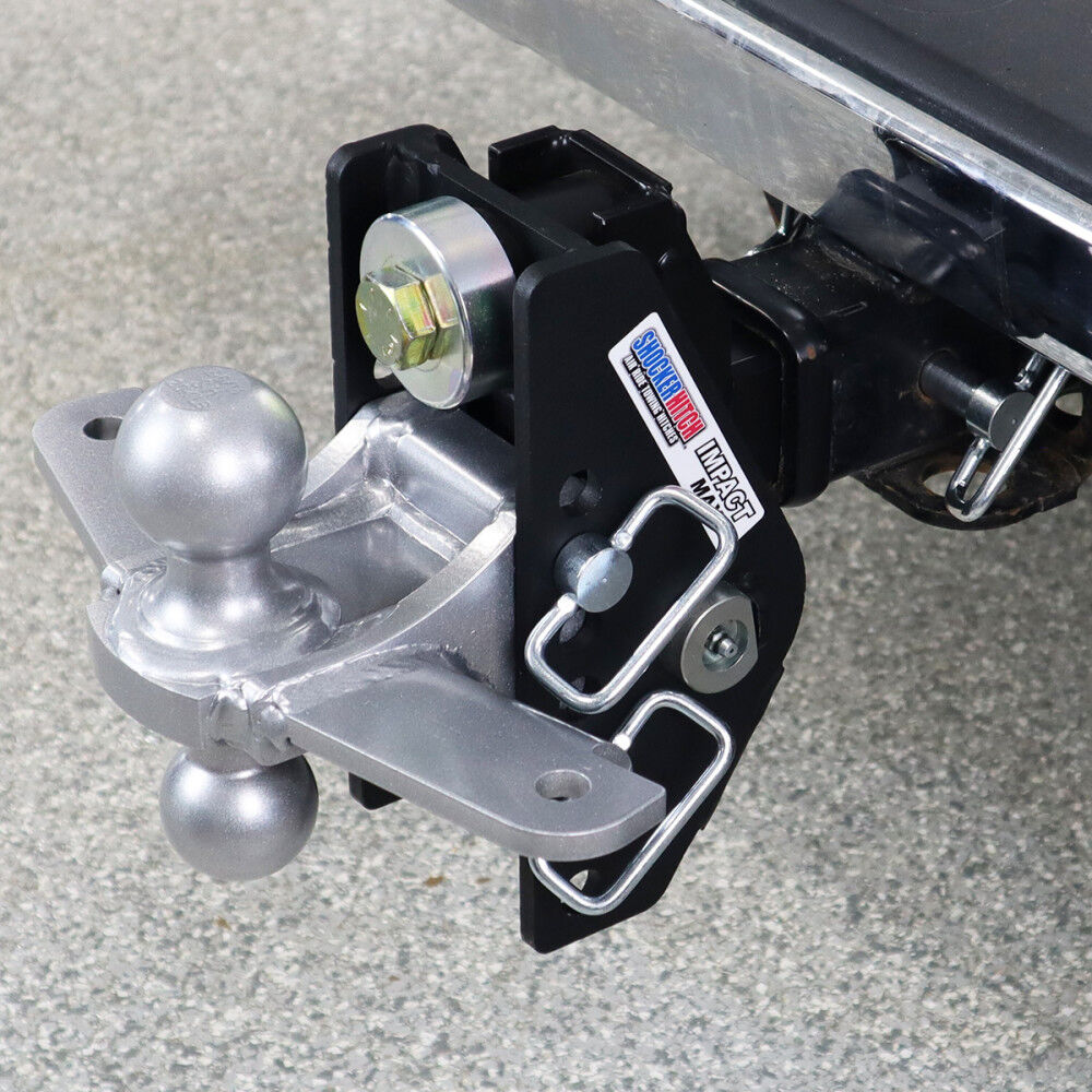 20K Impact Max 2 Inch Cushion Hitch & Silver Combo Sway Bar Tab Ball Mount 2 Inch & 2-5/16 Inch Hitch Balls SH-C100-340SC